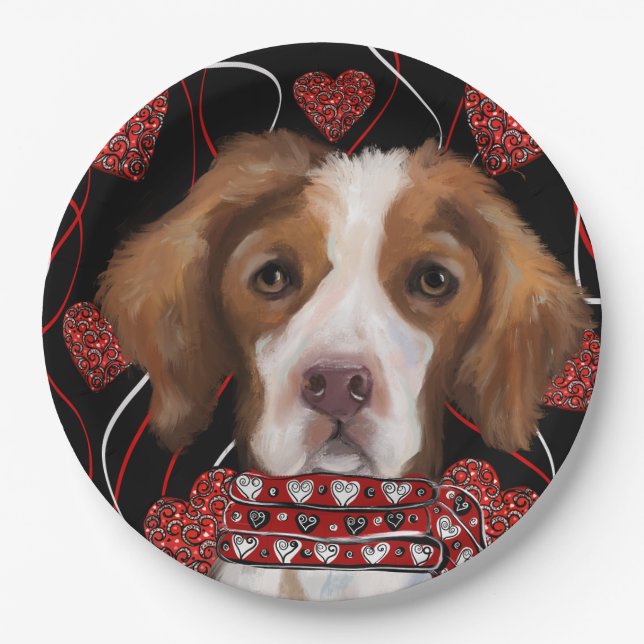 Plato De Papel Brittany Spaniel (Anverso)