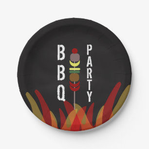Plato De Papel Brochetas de carne BBQ Cook Out Party