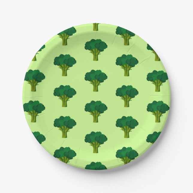 Plato De Papel Brócoli Verde Verdura Comida Saludable Vegetal (Anverso)