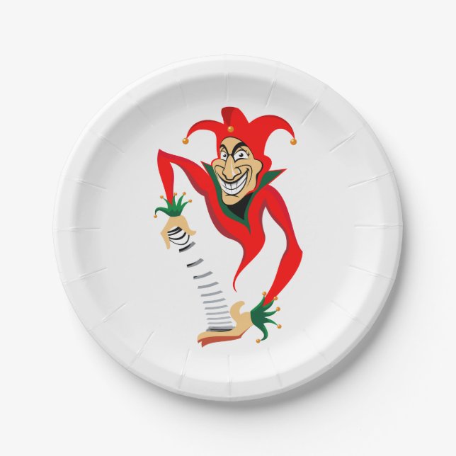 Plato De Papel Bromista de Jester que graba mal con Jack-en-la-ca (Anverso)