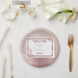 Plato De Papel Bronze Adultos Doble Conjunta de cumpleaños gemelo