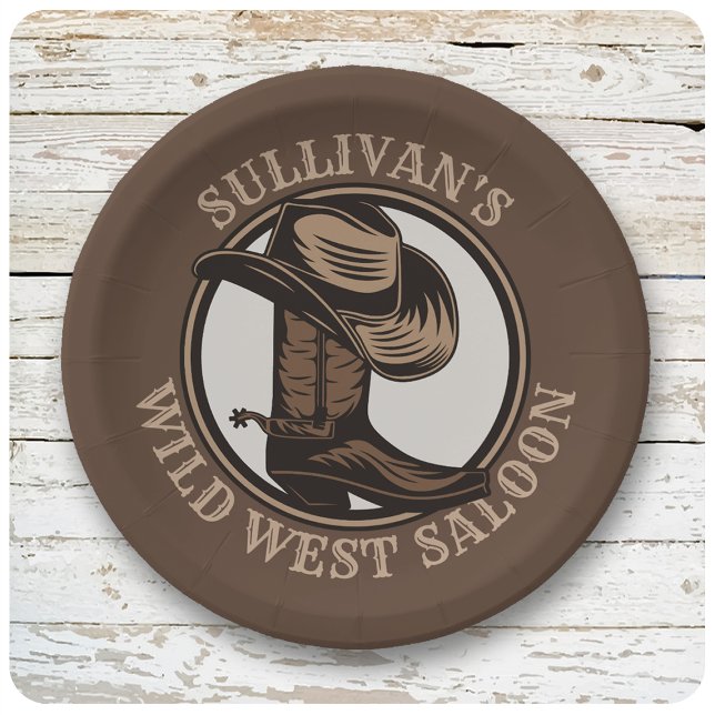 Plato De Papel Brotes de Cowboy West Saloon personalizados (Subido por el creador)