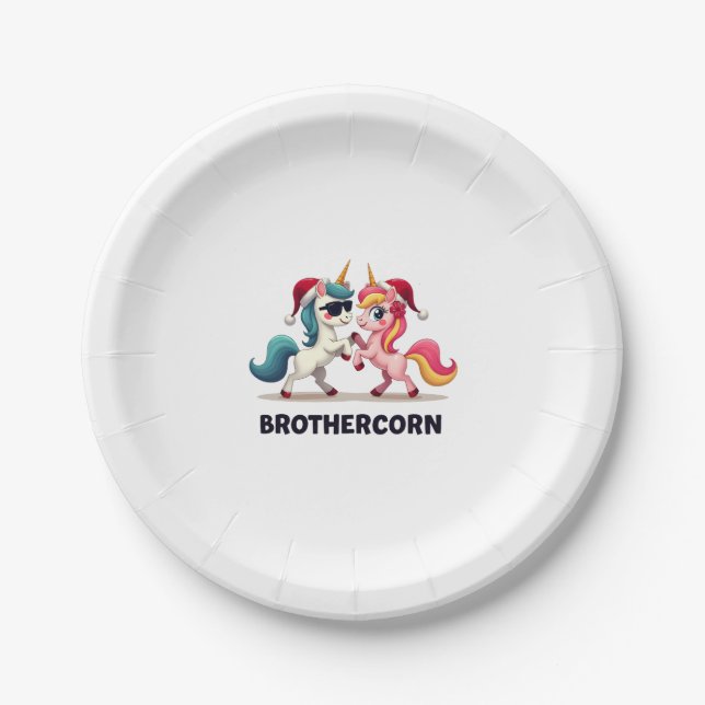 Plato De Papel Brother-corn Unicorn Matching Family Pajama Christ (Anverso)