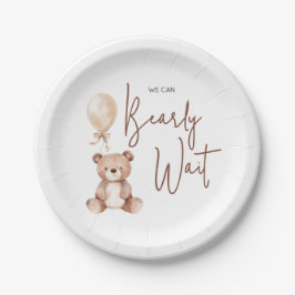 Plato De Papel Brown Bear Balloon Baby Shower
