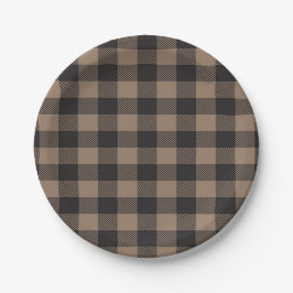 Plato De Papel Brown Black Gingham Buffalo Plaid Farmhouse