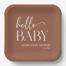 Brown Boho Bohemian Hello Baby Baby Shower