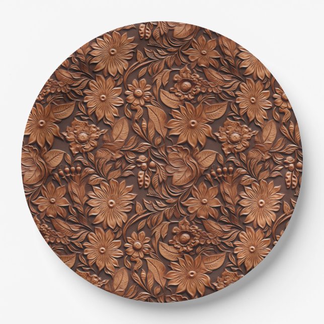 Plato De Papel Brown Boho Floral (Anverso)