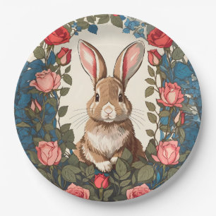 Plato De Papel Brown Bunny Rosa Garden