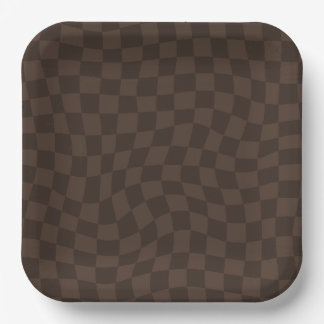Plato De Papel Brown Checkered Paper Plates - 9in