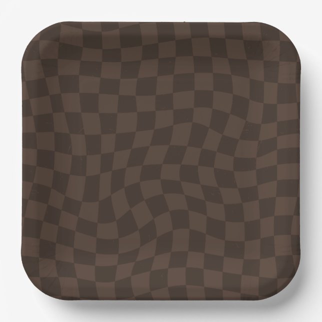 Plato De Papel Brown Checkered Paper Plates - 9in (Anverso)