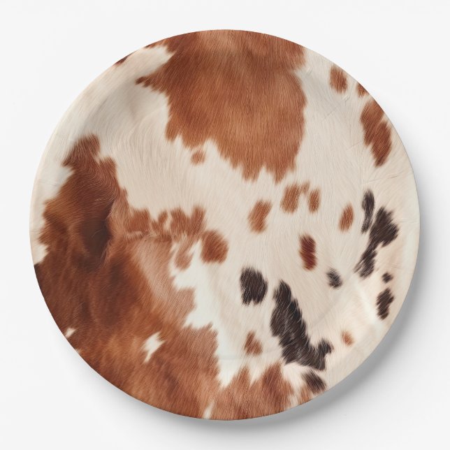 Plato De Papel Brown Cream Southwest Cowhide  (Anverso)