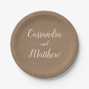 Plato De Papel Brown Kraft Boda Country Rústico Bridal Shower