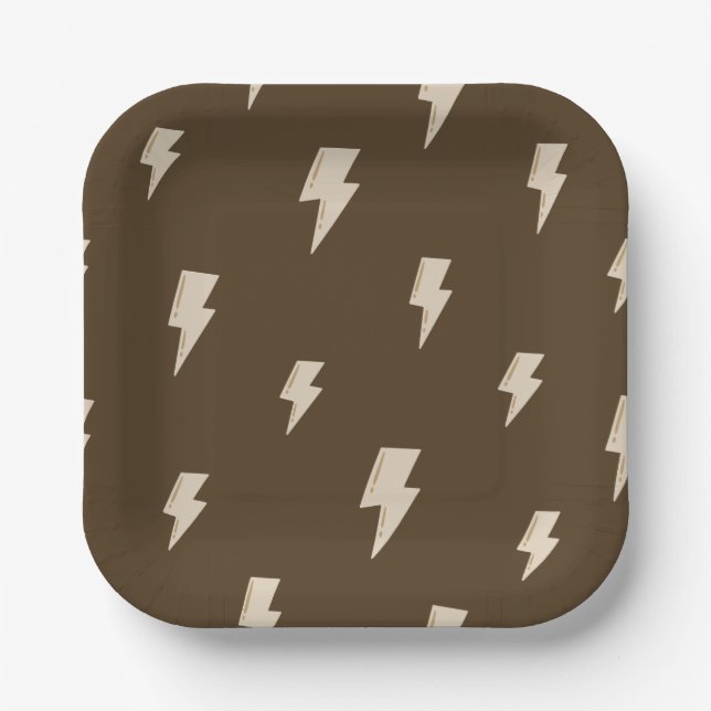 Plato De Papel Brown Lightning Paper Plates - 9in (Anverso)
