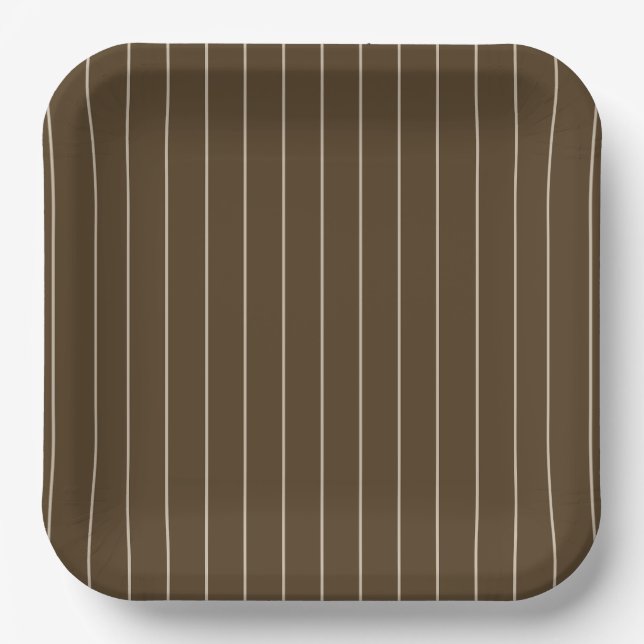 Plato De Papel Brown & Tan Striped Paper Plates - 9in  (Anverso)