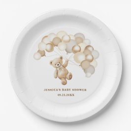 Plato De Papel Brown Teddy Bear Baby Shower