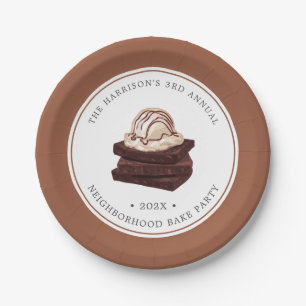 Plato De Papel Brownie Bake   Placa temática de papel Fiesta