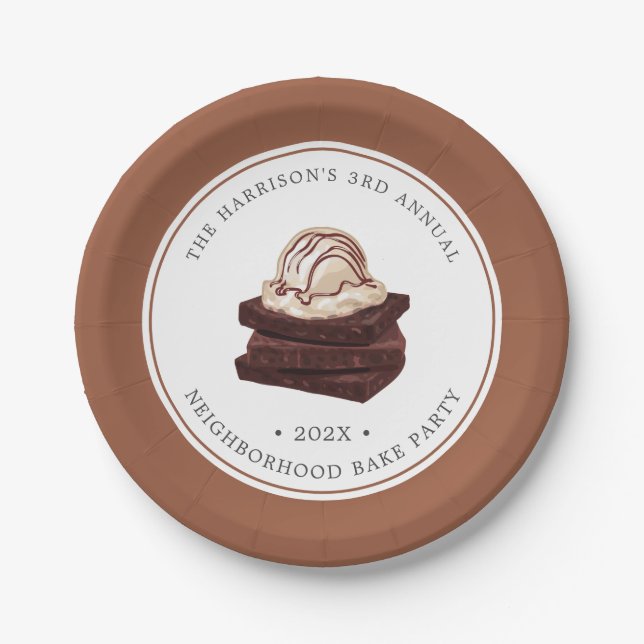 Plato De Papel Brownie Bake | Placa temática de papel Fiesta (Anverso)