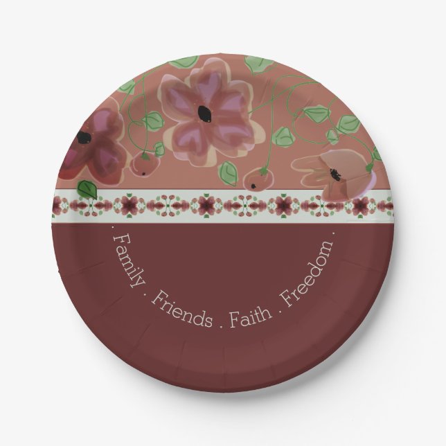 Plato De Papel Browns rosados y moderno verde claro (Anverso)