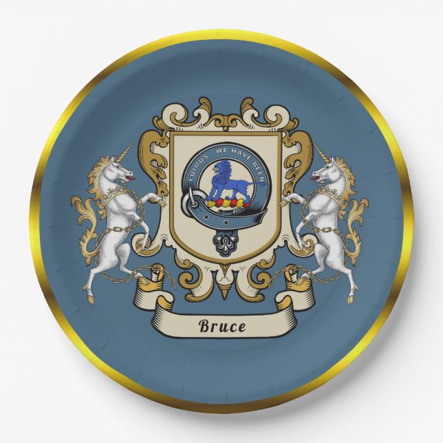 Plato De Papel Bruce Clan Badge Blue Personalizado (Anverso)