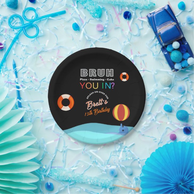 Plato De Papel Bruh Pool Party Birthday  (Fiesta)