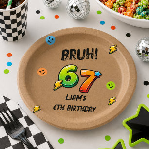 Plato De Papel Bruh tengo 6 no 7 niños cumpleaños 6 