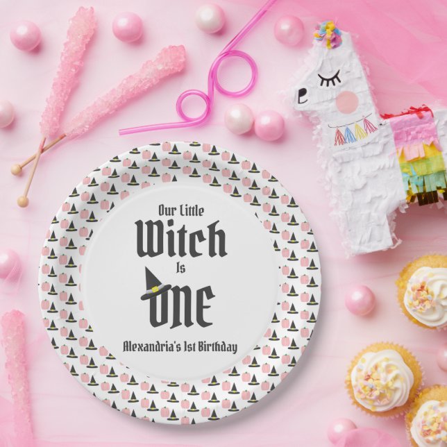 Plato De Papel Bruja 1 cumpleaños (Fiesta)