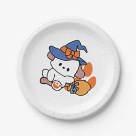 Plato De Papel Bruja atractiva en entrenamiento - Perro de Hallow