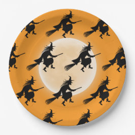 Plato De Papel Bruja de cumpleaños de Halloween para niños