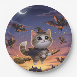 Plato De Papel Bruja de Halloween