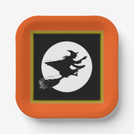 Plato De Papel Bruja de Halloween