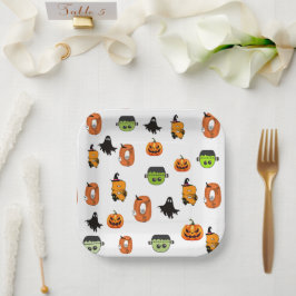 Plato De Papel Bruja espeluznante de Halloween, Casa embrujada, L