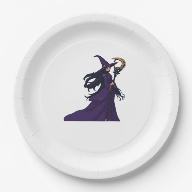Plato De Papel Bruja Luna Whimsigótica (Anverso)