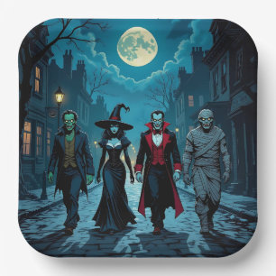 Plato De Papel Bruja, vampiro, dracula y fiesta de Halloween de m