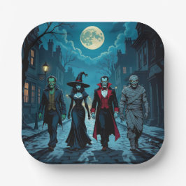 Plato De Papel Bruja, vampiro, dracula y fiesta de Halloween de m