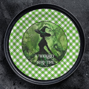 Plato De Papel Bruja Verde Tiempo Malvado de Halloween Cumpleaños