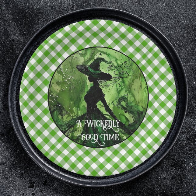 Plato De Papel Bruja Verde Tiempo Malvado de Halloween Cumpleaños (Subido por el creador)