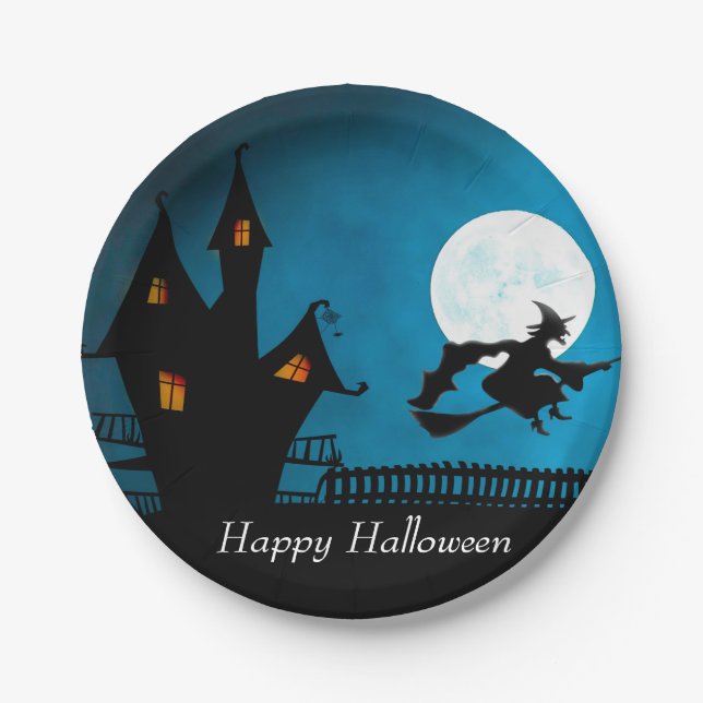 Plato De Papel Bruja voladora (Anverso)