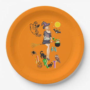 Plato De Papel Bruja y arte