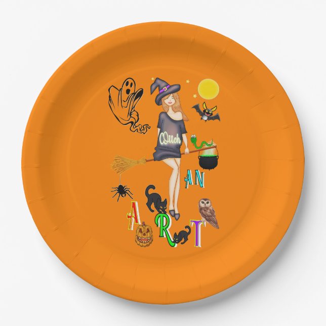 Plato De Papel Bruja y arte (Anverso)