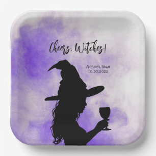 Plato De Papel Brujas de vítores, brujas de Halloween sosteniendo