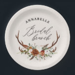 Plato De Papel Brunch botánico de brunch de brunch de brunch negr<br><div class="desc">Rústico floral,  botánico y estag antlers diseño de brunch de novia. Con hermosas rúbricas,  terracota,  pampas de pasto de color rosa rubor,  negro y verde salvia eucalipto acuarela detalles de color. Este moderno y elegante diseño le permitirá disfrutar de un gran día.</div>