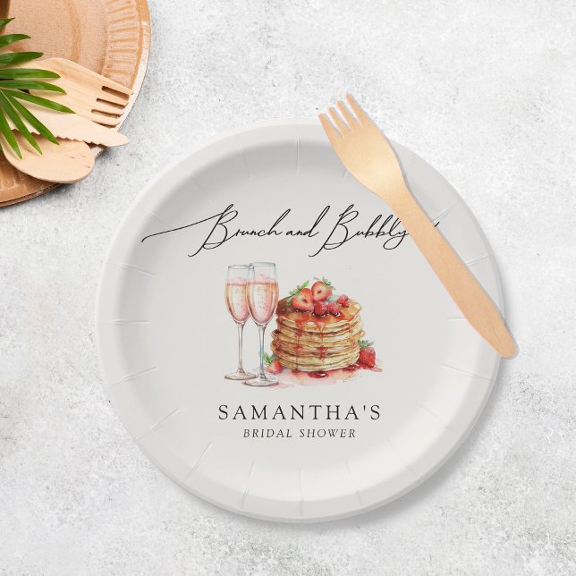 Plato De Papel Brunch & Bubbly Elegake Pink Bridal Ducha (Subido por el creador)