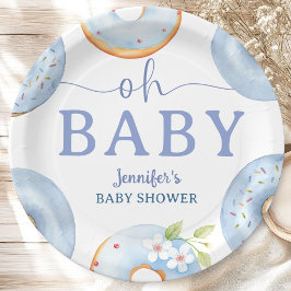 Plato De Papel Brunch de Baby Shower de Donas Azules 