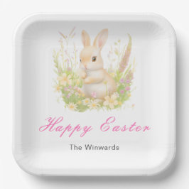 Plato De Papel Brunch de Pascua de conejo de primavera