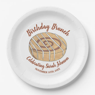 Plato De Papel Brunch del partido de cumpleaños Cinnamon Roll Bun