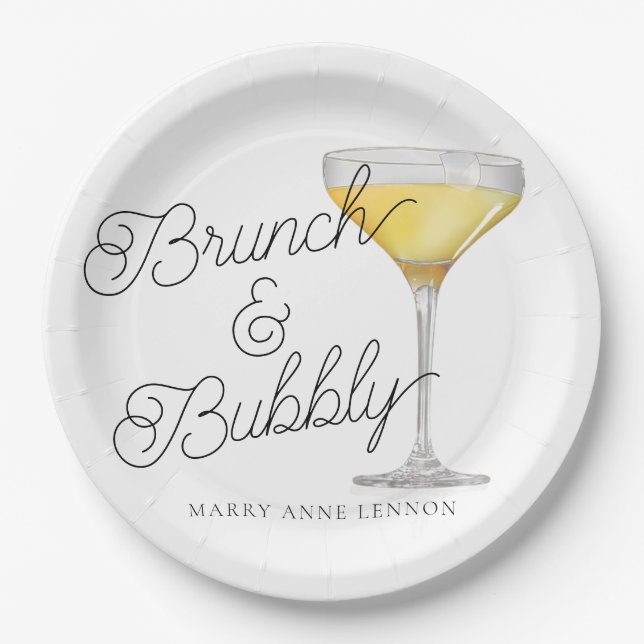 Plato De Papel Brunch Mínimo De Ducha Bridal (Anverso)