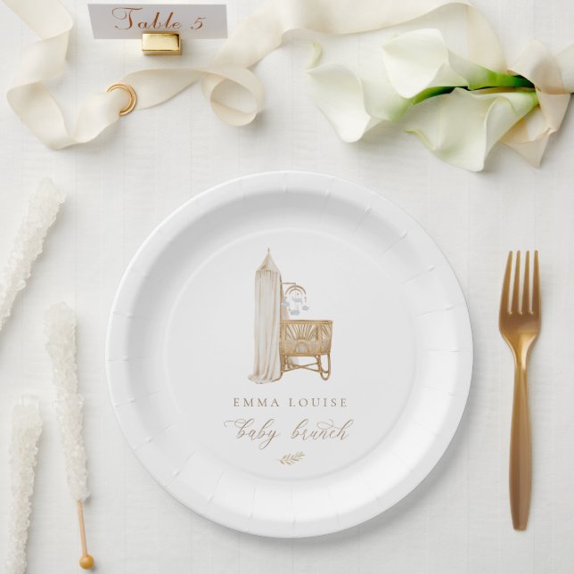 Plato De Papel Brunch Neutral Boho Baby (Boda)