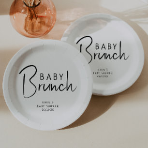Plato De Papel Brunch Neutral Simple Moderno para Bebés