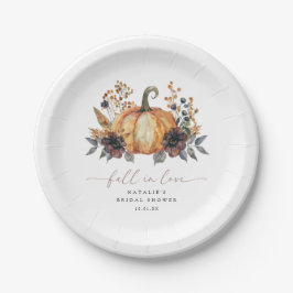 Plato De Papel Brunch Nupcial Floral Otoño Malhumorado