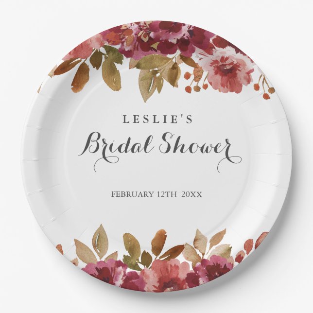 Plato De Papel Brunch rústico y ducha bucal de otoño (Anverso)